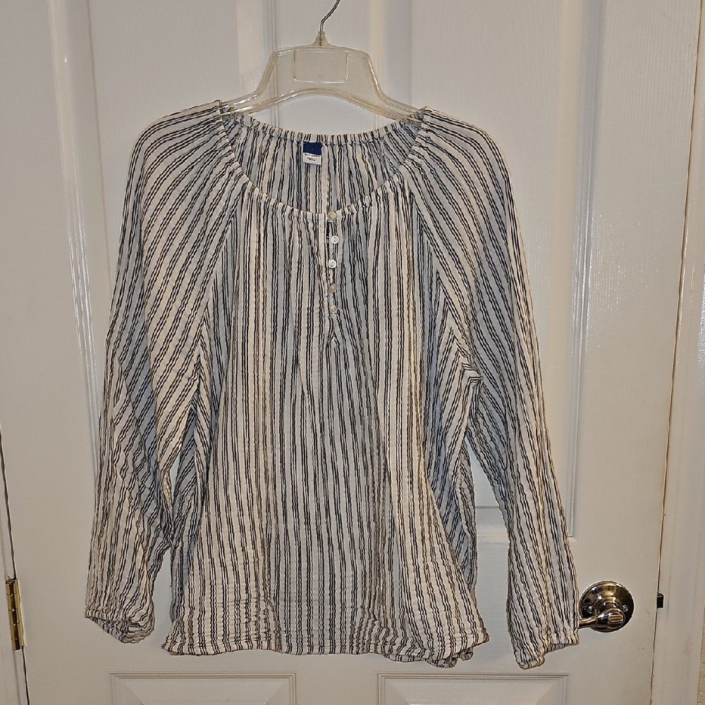 Old Navy Black and White Striped Blouse